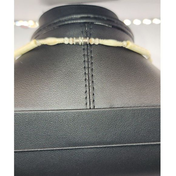 Carved Bone Bead & Silver Bead Necklace 8" - Picture 2 of 5